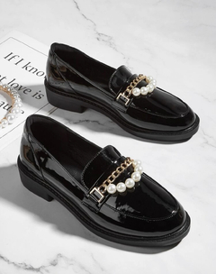 Mocasines con cadena & con diseño perla artificial