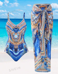 SHEIN Swim Oasis 2 Unids/set Traje De Baño De Una Pieza Para Mujer De Talla Grande - comprar en línea
