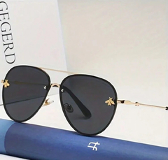 1 pieza de gafas de sol cuadradas elegantes y de moda con abeja pequeña de boutique, unisex, retro, accesorios de playa