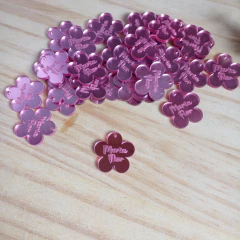 10 PINGENTES/TAG ACRILICO ROSE FLOR 2CM - loja online