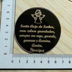 APLIQUE ACRILICO /MEDALHÃO ORAÇÃO SANTO ANJO 7 CM na internet