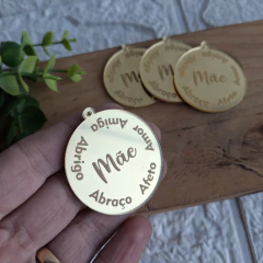 10 PINGENTES/TAG/MEDALHA MÃE REDONDO COM PALAVRAS 4 CM