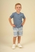 Conjunto de Bata em Malha de Algodão e Bermuda em Sarja Listrada Ok&Friends