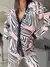 PREVENTA - Pijama Kimono Acebrado Blanco, Negro y Rosa