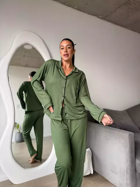 Pijama Camisero Verde - comprar online