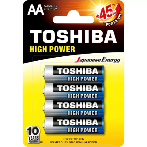 Pilha Alcalina AA 1,5V LR6GCP (C/4 Pilhas) - Toshiba - Longa Duração e Alta Performance