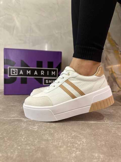 Tênis Ramarim Casual Branco/Caramelo