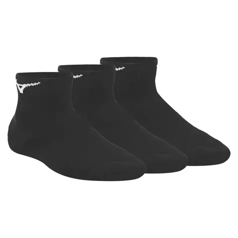 Meia Mizuno Kit 3 Pares Cano Baixo Preto (Original)