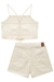 Conjunto de Top Cropped e Shorts em Sarja Pita Vic&Vicky