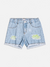 Short Jeans com Detalhe Paetê Verde Momi - Joana Maria Moda Infantojuvenil