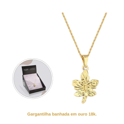 Gargantilha com Pingente Videira - banhadas em ouro 18k