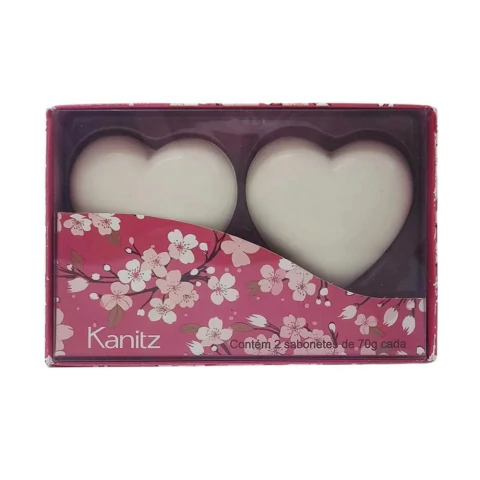 Caixa De Sabonete- 2x70g Coração Rosa - Kanitz