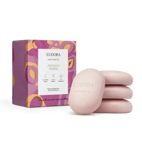 Sabonete Vegetal em Barra Cremoso Instance Ameixa e Praliné 4X80G