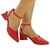 Scarpin Feminino Vermelho Salto Bloco Geométrico Linha Confort Luxo