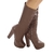 Bota Feminina Marrom Salto Alto Grosso Cano Longo Super Confortável