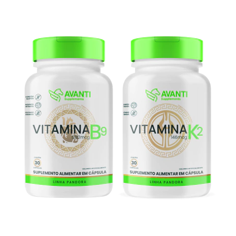 Combo Vitamina B9 + Vitamina K2 em Cápsulas