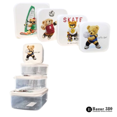 Juego x 4 Hermeticos Decorados 300+450+650+1000 ml Código 26646 - comprar online