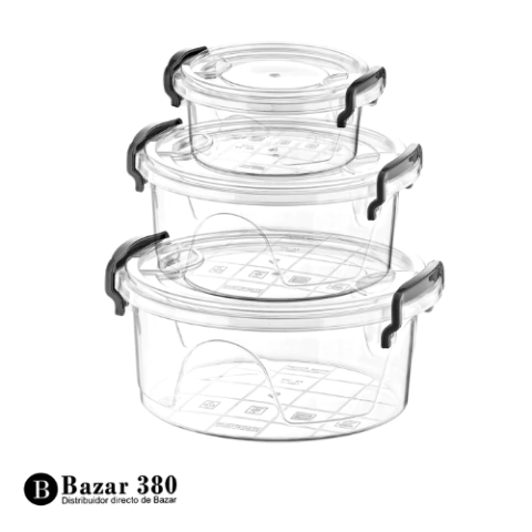 Juego x 3 Hermeticos Redondos 18-15-12 cm con Traba Código 59647 - comprar online