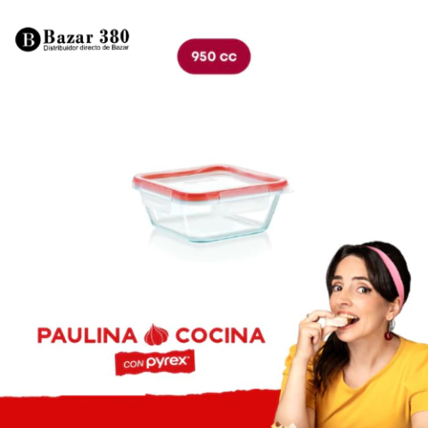Hermetico de Vidrio Templado con tapa 17 x 17 x 7 cm Pirex Codigo 18815