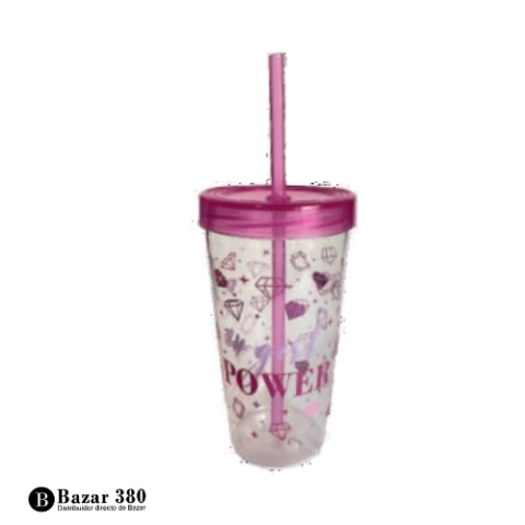 Vaso Rock con tapa y sorbete 600 ml Transparente Codigo 35305
