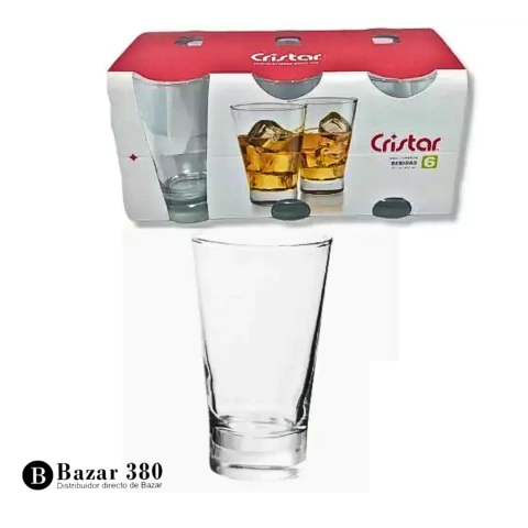 Vasos x 6 London Alto 400 ml de Vidrio Cristar Código 45891