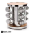 Especiero x 12 Redondo Giratorio Acero Inoxidable y madera Codigo 51422