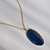 Colar Corrente Cartier Dourada Ágata Azul Marinho 03