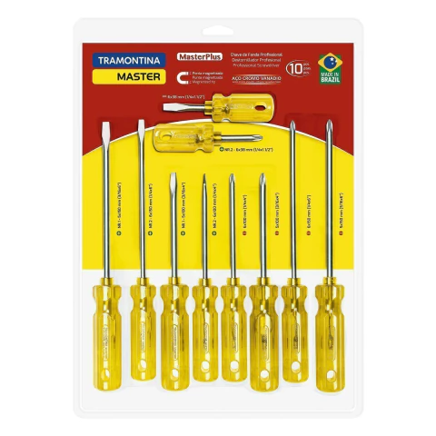 JOGO CHAVES DE FENDA MASTERPLUS 10 PEÇAS - TRAMONTINA