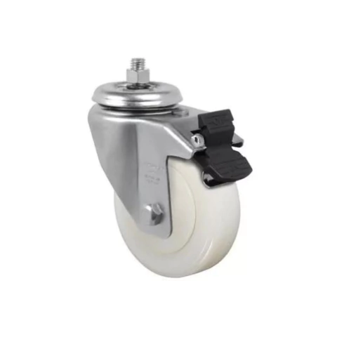 RODIZIO NYLON ESPIGA GIRATORIO COM FREIO E CALOTA 6 POLEGADAS GLE 614 NTEG 300KG - SCHIOPPA