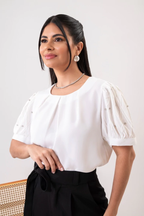 Blusa com brilho nas mangas Caryna - comprar online