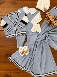 Saída de Maternidade Miguel Azul com Listras - Agrado Baby