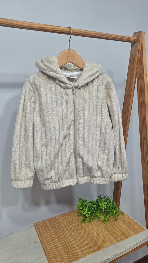 Jaqueta Bomber Com Capuz Bege Gliter