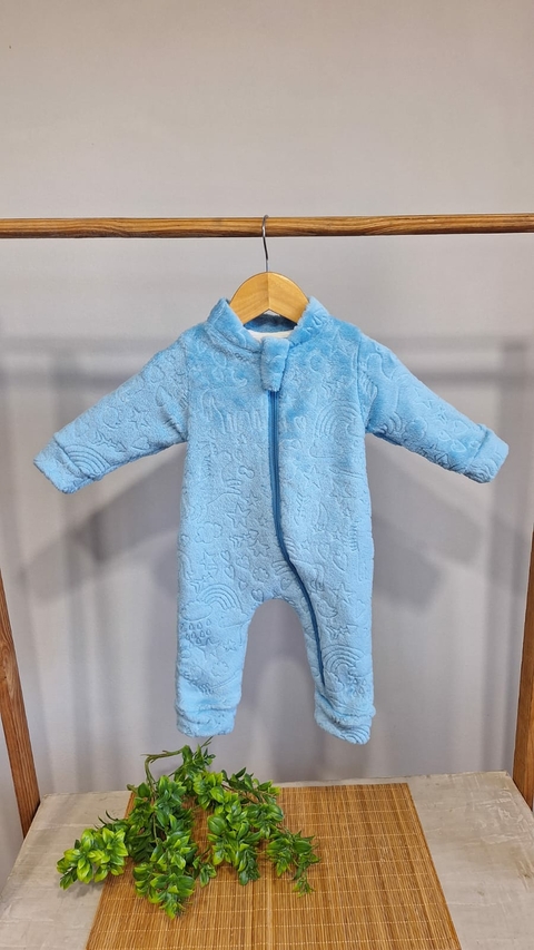 Macacão Bebê Azul Relevo Arco Iris