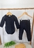 Body Calça Bebê Fleece Canelado Preto