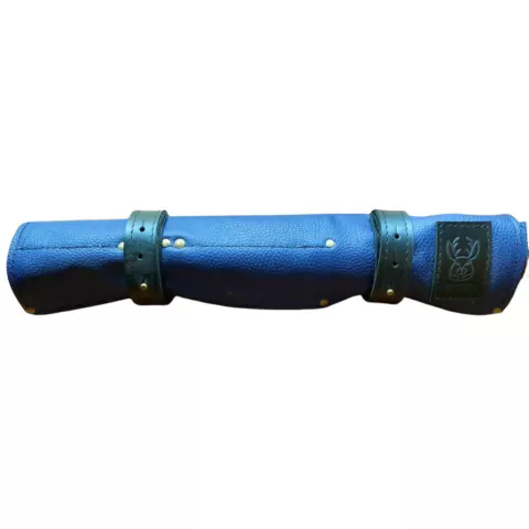 Alforja Mediana Azul De Cuero Para Cuchillos