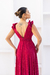 Vestido Zaya Bordô Babado no Ombro Tule Brilho Longo Festa - comprar online