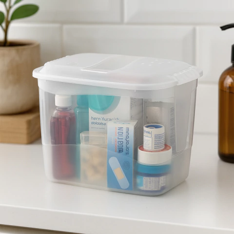 Caixa Contêiner Organizador De Plástico Alto 3,7 Litros 23,5cm x 16,5cm x 15,5cm Transparente