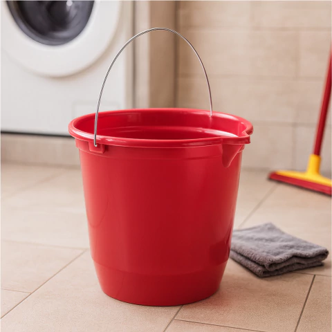 Balde De Plastico Com Bico E Alça De Ferro 8 Litros - Vermelho