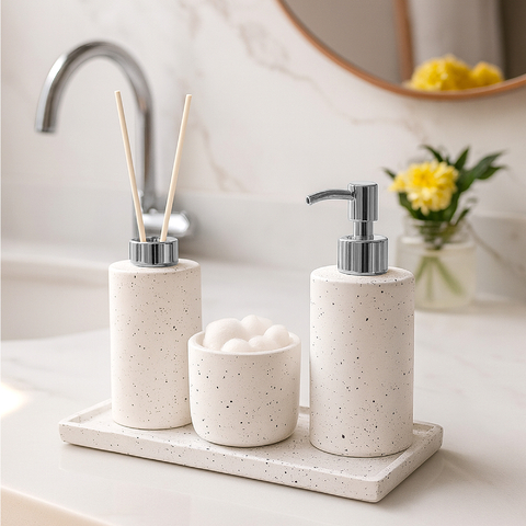 Kit Lavabo Acessórios Aromatizador Saboneteira Vaso e Base