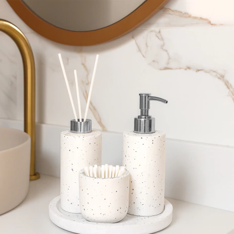 Kit Lavabo Banheiro Bandeja Luxo Saboneteira Aromatizador