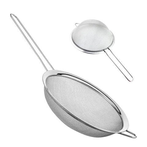 Peneira Coador Manual Aço Inox 22 cm Cabo Furo para Pendurar