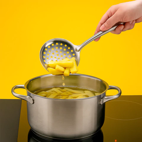 Escumadeira Para Fritura 33 cm Com Cabo Longo Pastel/salgado