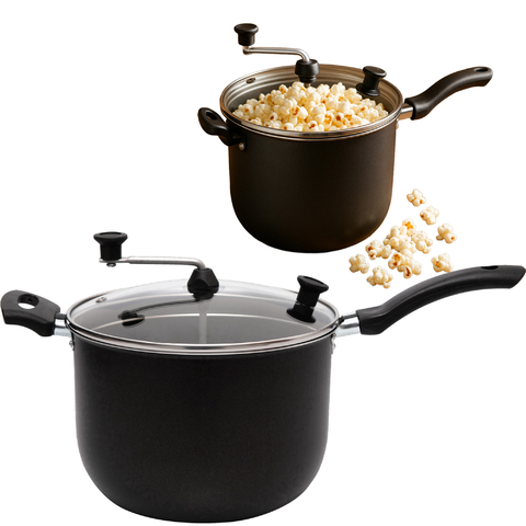 Pipoqueira Antiaderente 4 Litros Tampa De Vidro Preta