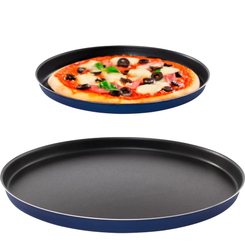 Forma para pizza antiaderente azul de alumínio 35cm