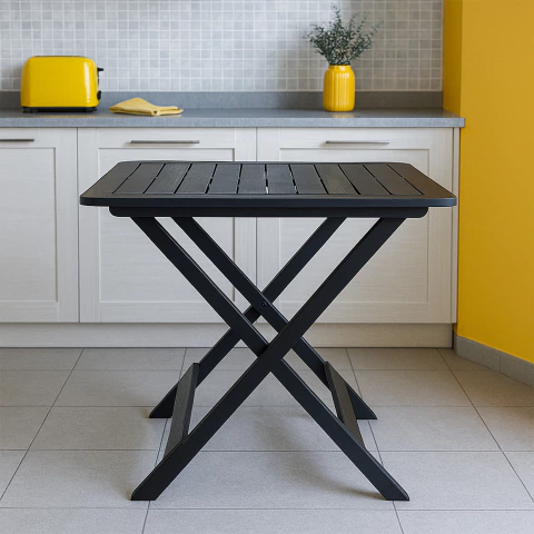 Mesa Dobrável de Plástico Rústica Reforçada Cor Preto