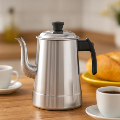 Bule De Alumínio Polido Café Chá Leite Tamanho Grande