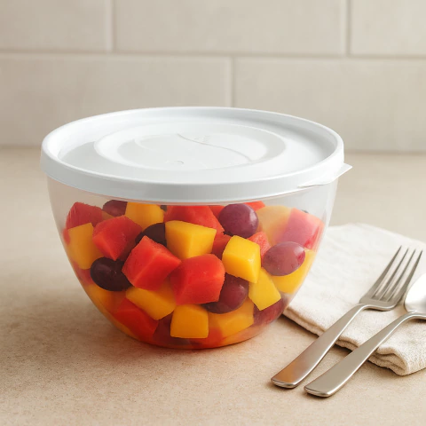 Bowl Médio 1,8 L com Tampa Hermética Transparente, Livre de BPA, Micro-ondas, Lava-louças e Freezer