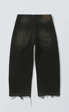 CALÇA JEANS QUADRO BAGGY SIDE DART DENIM ACID PRETO na internet