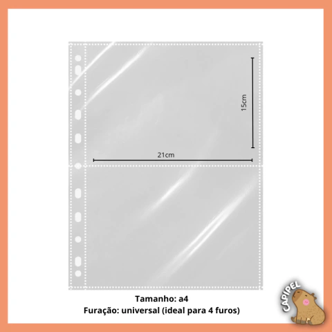 UNIDADE - Folhas Plásticas com 2 Espaços - TAMANHO A4