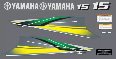 ADESIVO MOTOR DE POPA YAMAHA 15 HP 2T FAIXA AMARELA